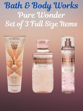 Set of 3 Bath & Body Works - Pure Wonder Body Cream, Body Wash & Fragrance Mist